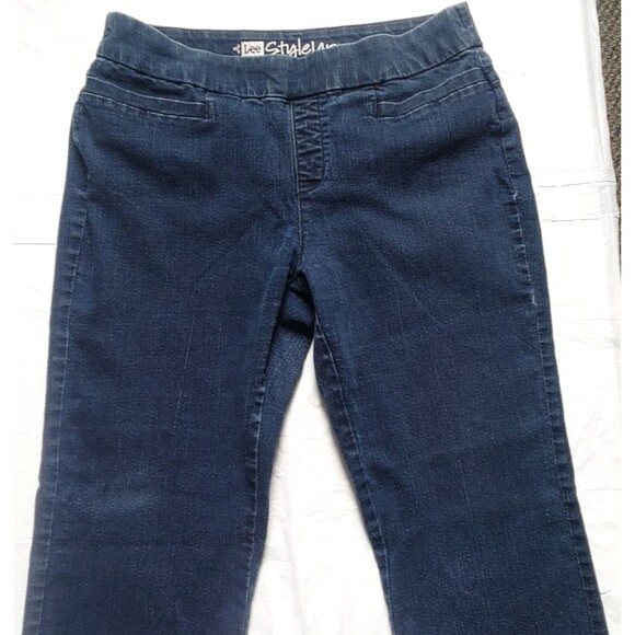 Lee style up Sz 14 short women's Pull-on Jeans outdoor button zip pocket adult - Picture 3 of 6